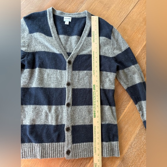 Old Navy Men's Large chunky Blue and Heather Gray Striped Cardigan-Super Nice! - Picture 5 of 6